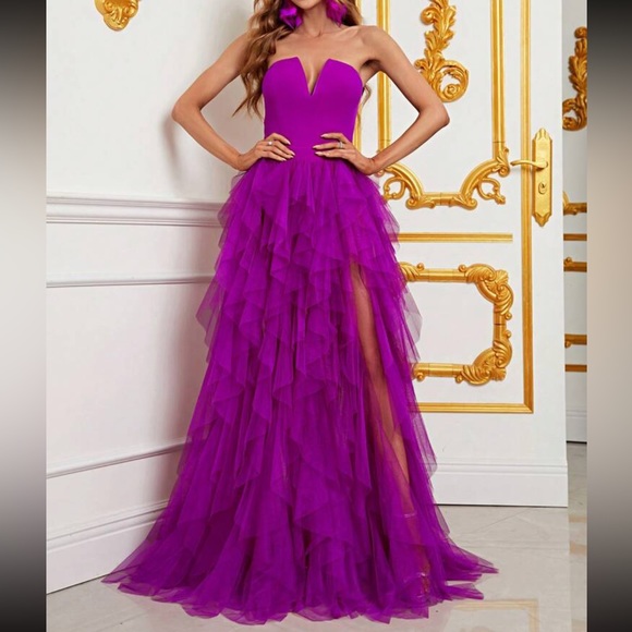 Luxe mesh tube party gown dress - Picture 3 of 6